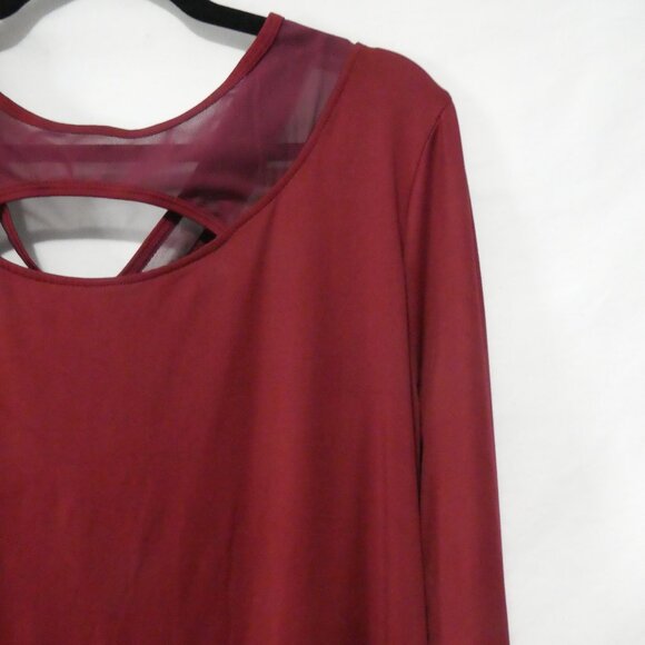 SHEIN - Curve | 2XL | Burgundy Mesh & Open Front & Back Long Sleeve Shirt - Picture 11 of 14